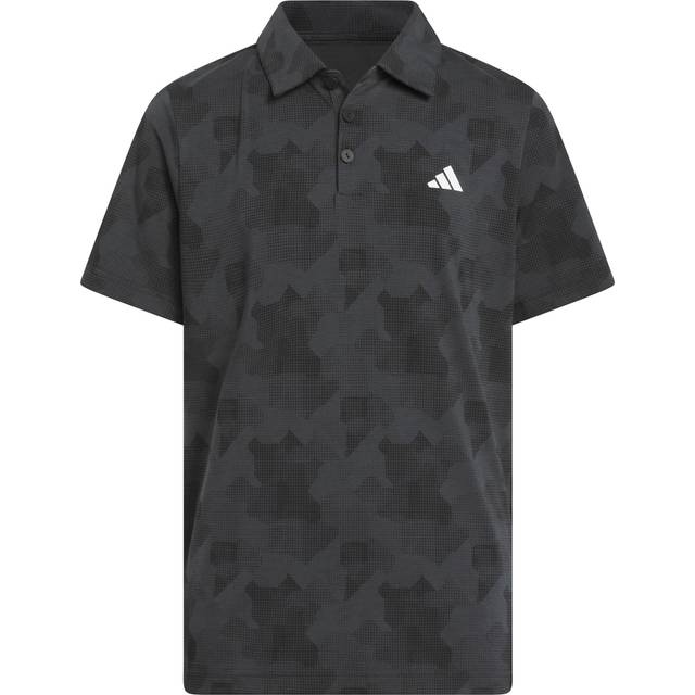 adidas Junior Printed Scripted Golf Polo Shirt Carbon/Black JN1818 - Small (Age 9-10)