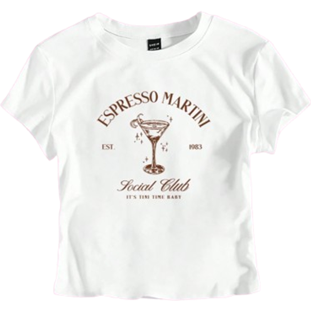Flirla Women&#39;s Summer Y2K Cocktail Espresso Martini Cropped T-Shirt Graphic Tees Women Tops