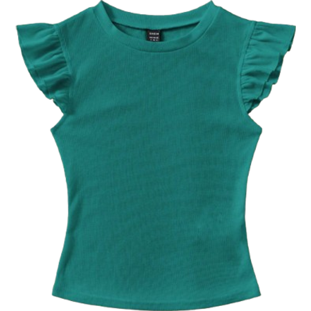 Soleia WYWH Vacation Ruffle Trim Ribbed White Knit Tee