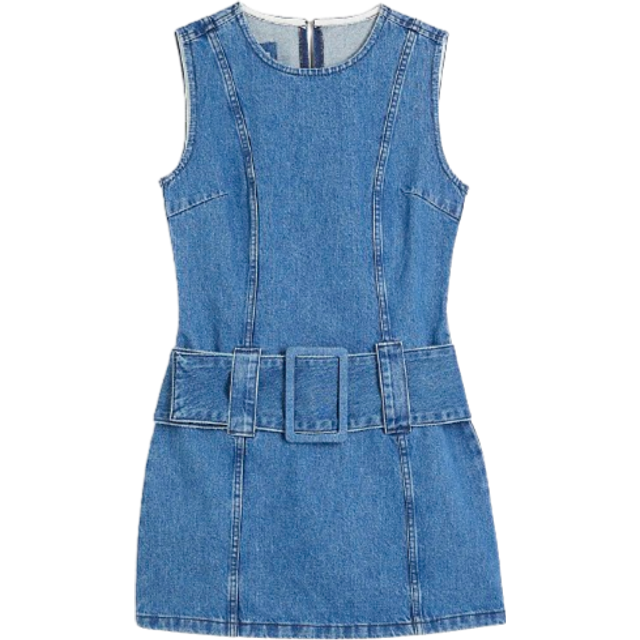 River Island Womens Blue Denim Low Rise Belted Mini Dress - 12