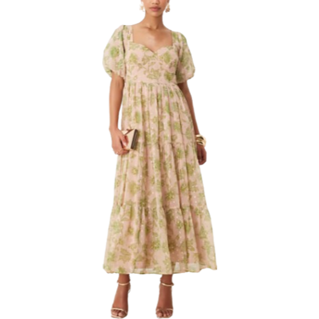 Anaya With Love Puff Sleeve Shirred Back Midaxi Dress, Blush