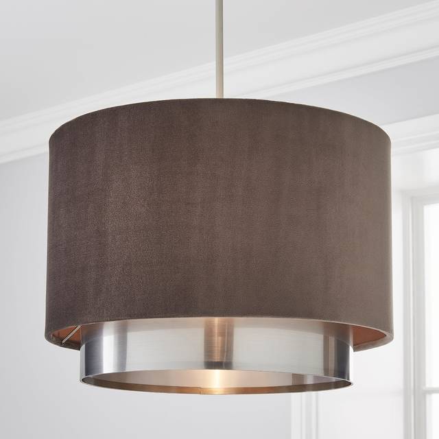 Nesa Two Tier Velvet Lamp Shade - Grey