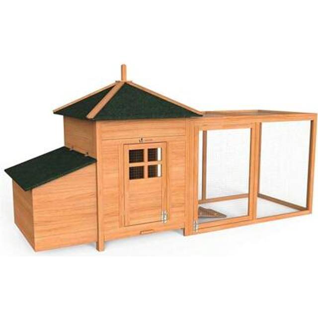 SHEIN Chicken Coop And Run, Small Wooden Hen House Poultry Ark Coup Rabbit Hutch Home With Nest Box