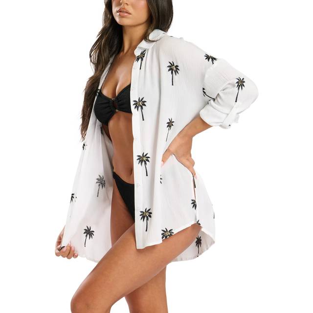Embroidered Long sleeve Shirt - White - 8