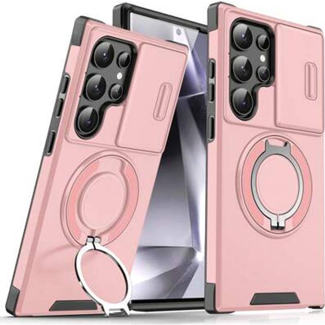 Kompatibel med Samsung Galaxy S25 S24 Ultra S23 Plus 5G FE 2025 9A 9 Pro XL Fodral Stötsäker Armor Slide Magnetic Case För S24Ultra S23Ultra S22Ultra - Rosa (Multi-size)