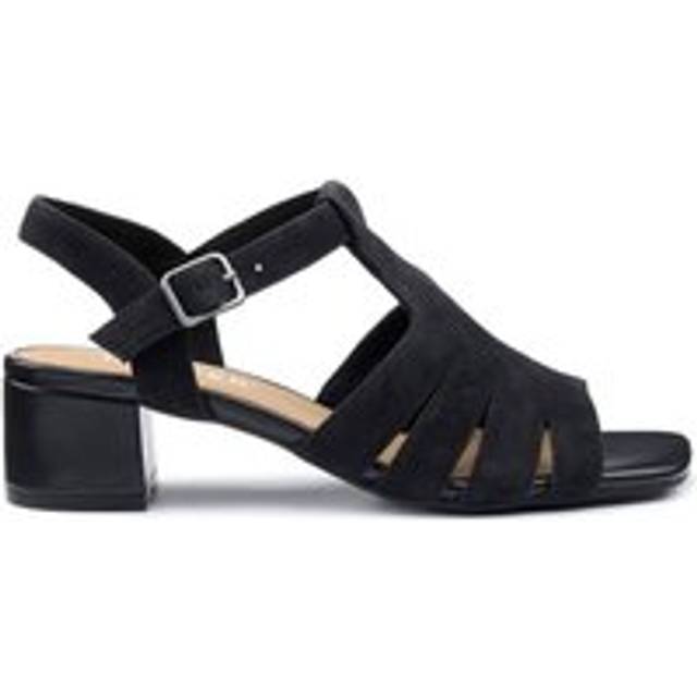 Hotter Portofino II Womens Block Heel Sandals Colour: Black Suede, Size: 8
