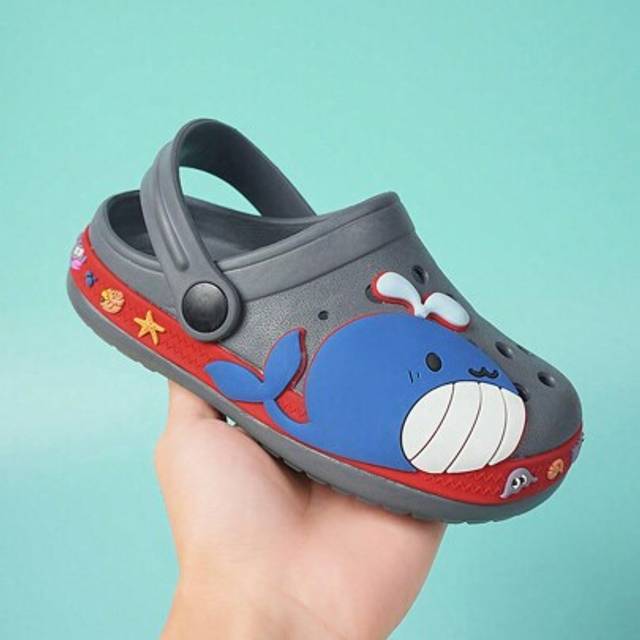 SHEIN Boys&#39; Comfortable Lightweight Soft Bottom Cute Whale Pattern Breathable Sandals, Summer