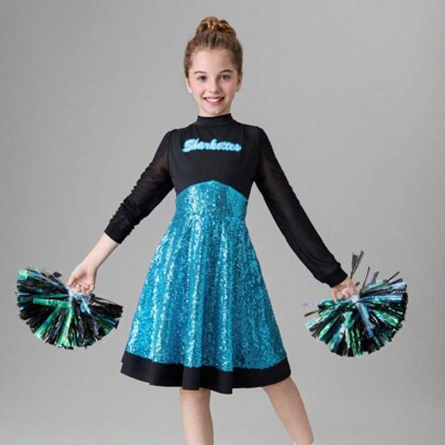 SHEIN Tween Girls Dance Dress With Shiny Mesh Fabric, Lively And Energetic For Cheerleader, Sports, Campus Competition, Streetwear