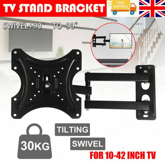TEMU Tv Wall Bracket For 10" To 42" Heavy Duty Tv Mount Bracket Adjustable Tv Wall Mounted Holder With Swivel Tilt For Curved Tv Up To 30kg Max Vesa 75x75mm To 200x200mm