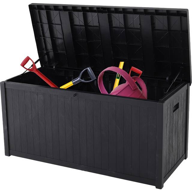 TEMU Extra Large Patio Durable Storage Deck Box, Organization For Patio Cushions, Throw Pillows Garden Tools Balls Storage, Weatherproof, Waterproof, Tough Lid Bench 49.2x22x24.2inch