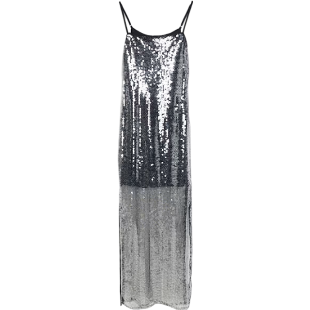 River Island Womens Silver Strappy Sequin Slip Maxi Dress - 18