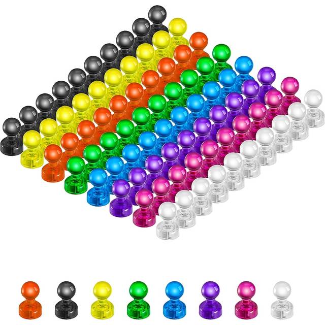 TEMU 80pcs Colorful Strong Magnetic Pin Magnets, Office Classroom Magnets, 8 Colors, Great For Use Home And School, Map Magnets, Whiteboard Magnets