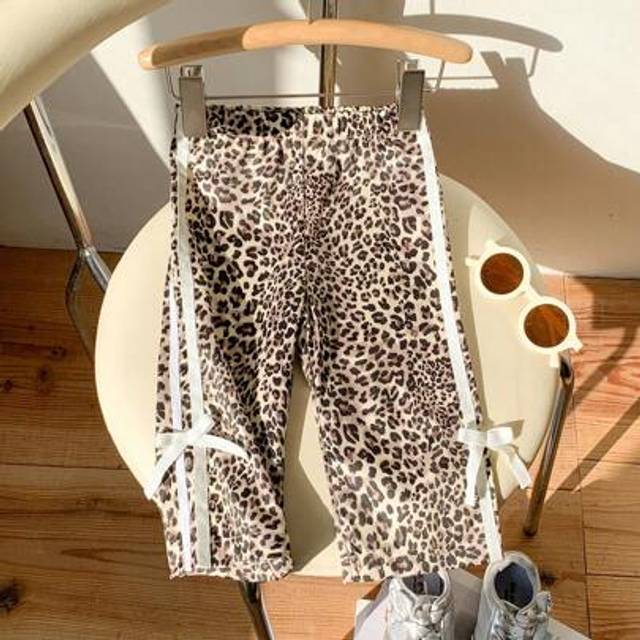 SHEIN Baby Girl 0-3 Years Leopard Print Sports Casual Pants, Suitable For Outdoor Wear, Spring/Summer/All Season