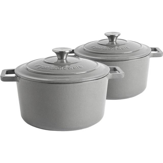 Argon Tableware - Cast Iron Casserole Enameled Oven Dish Set - 4.5 Litre - Grey (4.5L)