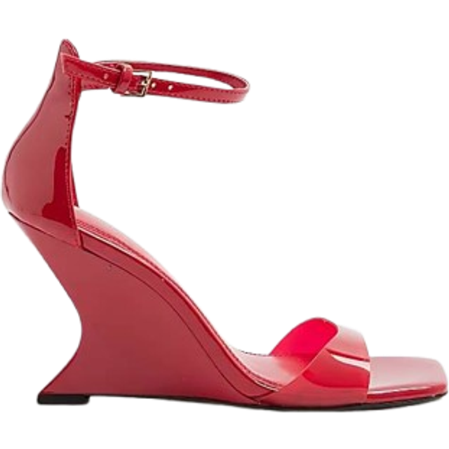 River Island Womens Red Perspex Flared Wedge Sandals - 6