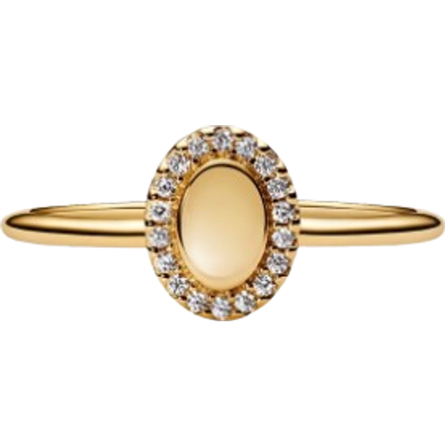 Pandora Engravable Oval Halo Ring - 14k gold plating / Cubic zirconia - Sz. 48 - Clear