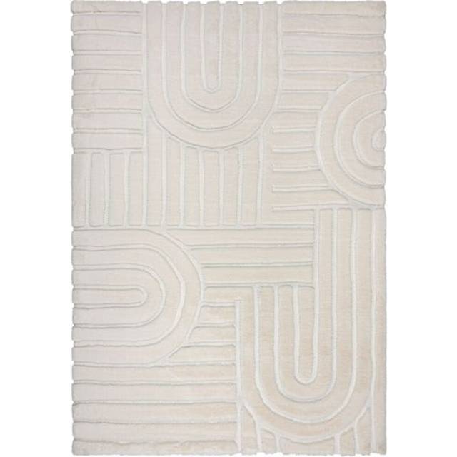 Supersoft Lush Geometric Faux Fur Arch Rug - Ivory
