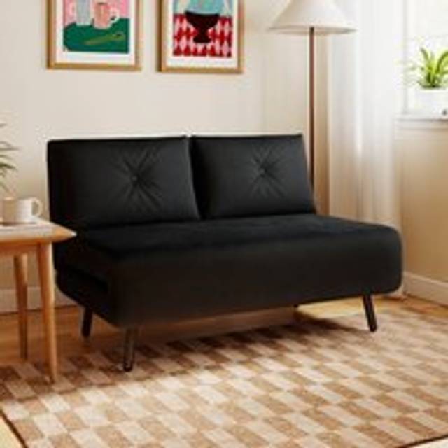 Phoebe Velvet Small Double Sofa Bed - Black