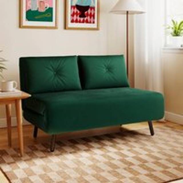 Phoebe Velvet Small Double Sofa Bed - Bottle Green
