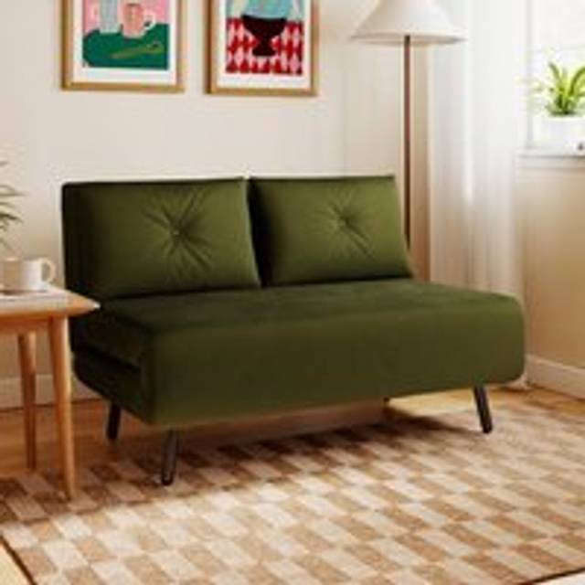 Phoebe Velvet Small Double Sofa Bed - Olive