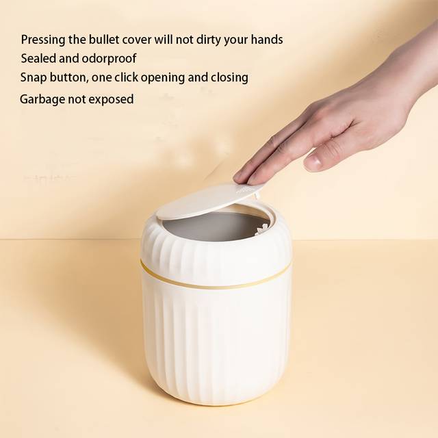 TEMU Handy, Elegant Press-to-open Mini Trash Can With Lid - Portable, No-power Needed For Office, Living Room, Or Study Desk Storage, Desk & Drawer Organizer For Home Storage