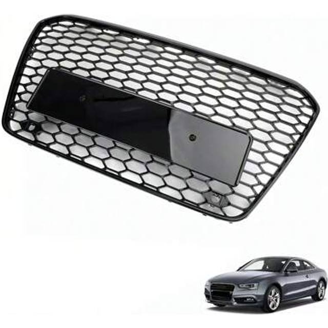 SHEIN Front Center Bumper Grille Cover Honeycomb Mesh Grill Grille Trim Compatible For A5 RS5 2013-2015 European Model 8T0853651K (No Logos Version)