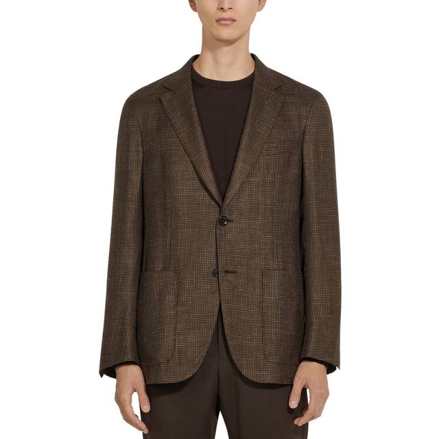 Veste en Cachemire, Soie et Lin Marron et Marron Foncé - Marron/marron Foncé - 48
