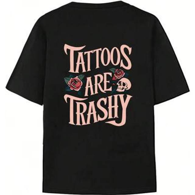 SHEIN Plus Size Women Skull & Rose Graphic Round Neck Short Sleeve T-Shirt, Casual Daily Fashionable Versatile Top