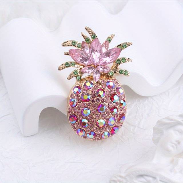 TEMU 1pc Rhinestone Pineapple Exquisite Women's Brooch And Pin Jewelry, Combining Retro With Fashionable , Exquisite And To Showcase Charm, Embellishing Scarves, Jackets, Bags And , Wedding Partie