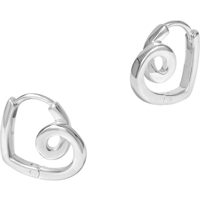 Simply Silver Swirl Heart Hoop Earrings, Silver