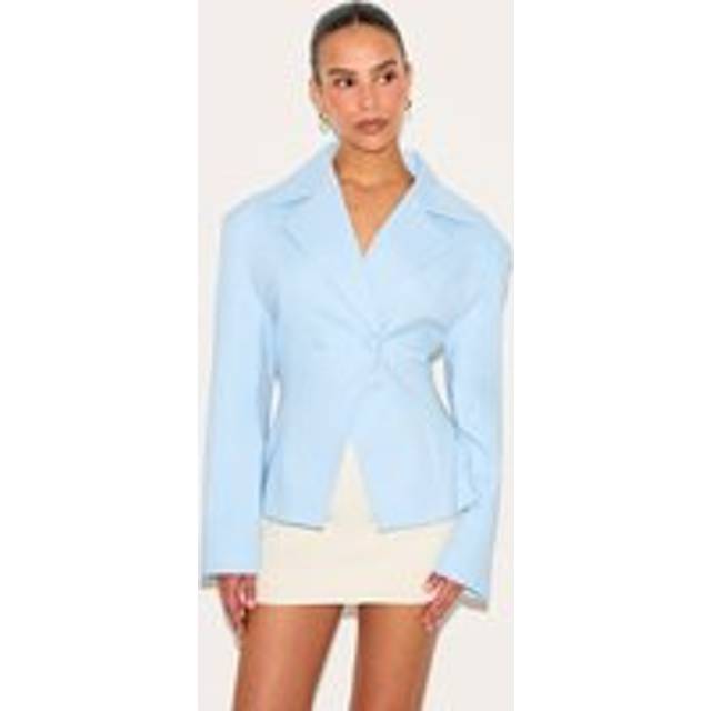Petite Sky Blue Fitted Blazer, Sky Blue - 4