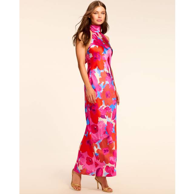 Floral Silk Tatiana Halter Gown in Rosa Floral - ROSA FLORAL - 12