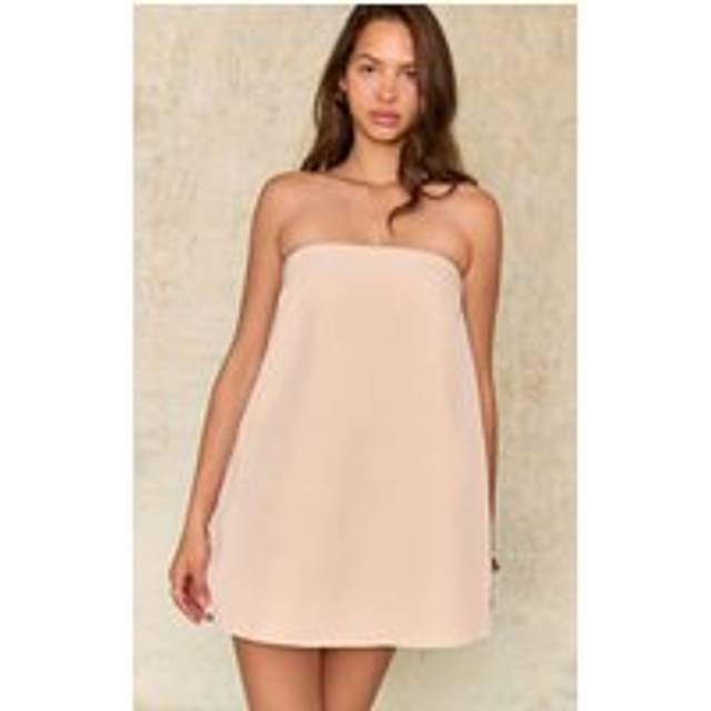 Cream Bandeau A-line Dress, White - 8