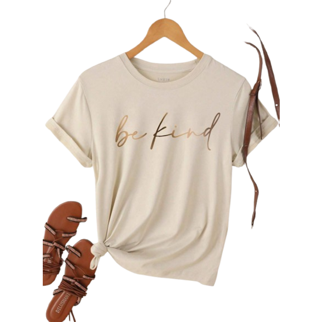 Chiquease Women&#39;s Minimalist &#34;Be Kind&#34; Slogan Short Sleeve T-Shirt, Summer Graphic Tees Women Tops