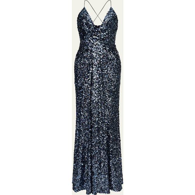 Manon Deep V-Neck Sequin Gown - INDIGO CONFETTI - 2