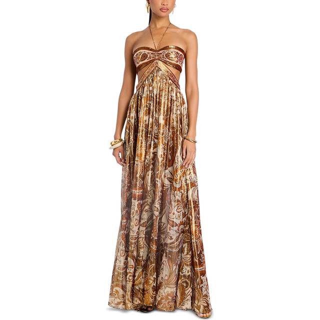 Kimmy Halter Cut-Out Gown - TERRACOTTA PAISLEY - Medium