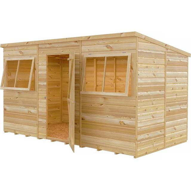 Shire Pent 12 ft x 6 ft Shiplap Shed, Brown