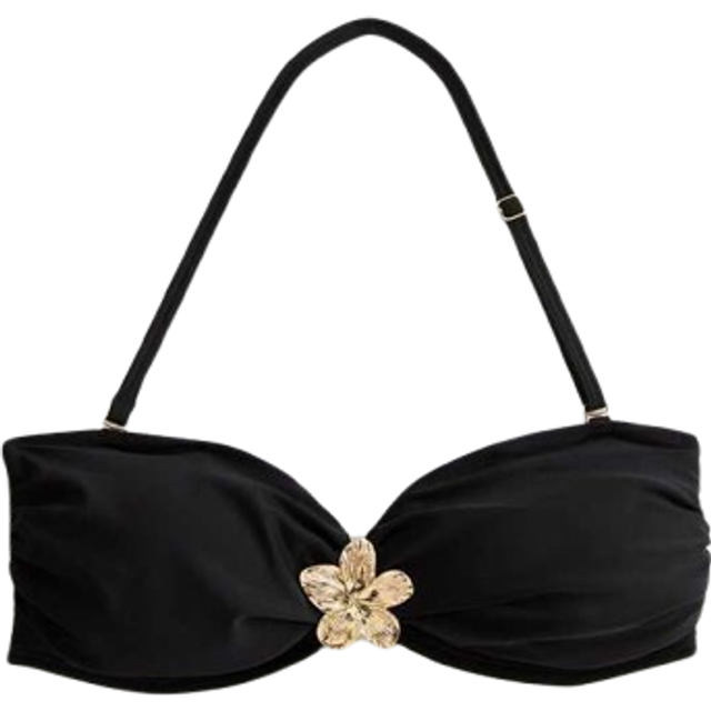 New Look Women's Black Flower Detail Halterneck Bikini Top - UK 14
