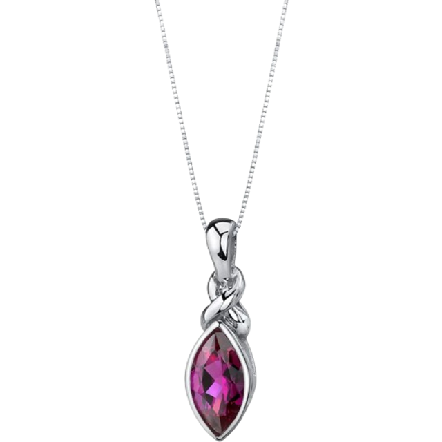 Ruby Vitality Celtic Pendant Necklace in Sterling Silver - silver/red