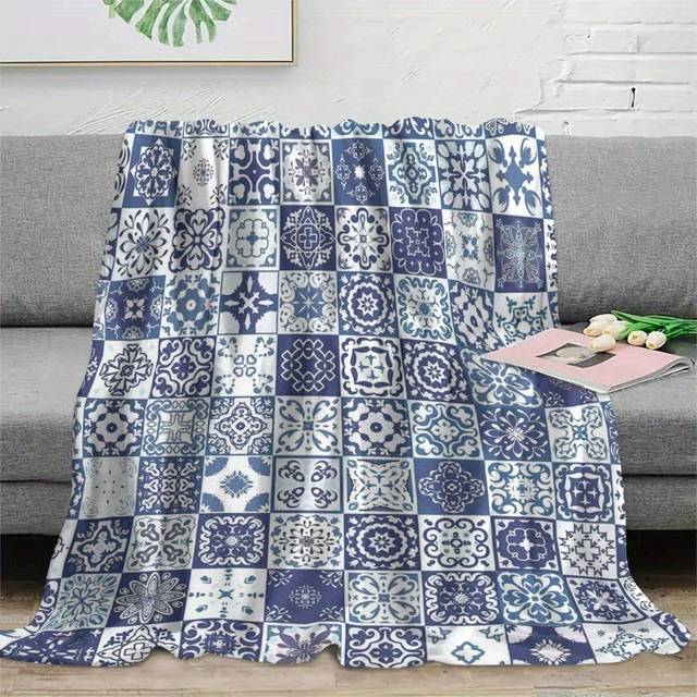 TEMU Comfortable And Fluffy Turkish Moroccan Mandala Print Blanket, Inspirational Gift For , Suitable For Sofa, Bed, Travel, Living Room, And Home Decor, Cozy Lightweight Warm Plush Throw, All