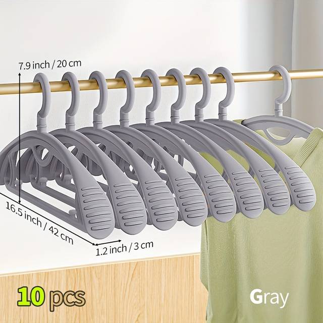 TEMU Wide Non-slip Hangers - Shape-preserving Space-saving Wardrobe Storage Set With Three-dimensional Non-slip Design (white/gray)
