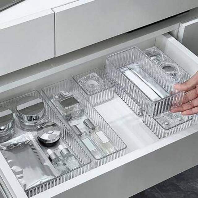 SHEIN 1pc/6/10pcs Exquisite Drawer Cosmetic Organizer Makeup Storage Box For Vanity Eyeshadow Desktop Skincare Sorting Container Acrylic Storage Box  Decora