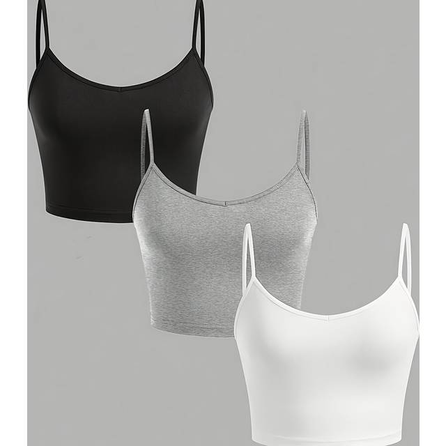 TEMU 3pcs Women's Off-shoulder Tank Tops - Black, Pink, White, Breathable Mesh Material, Ideal For Summer, Casual Wear, Casual Wear Tops|breathable Mesh Fabric|adjustable Strap Design