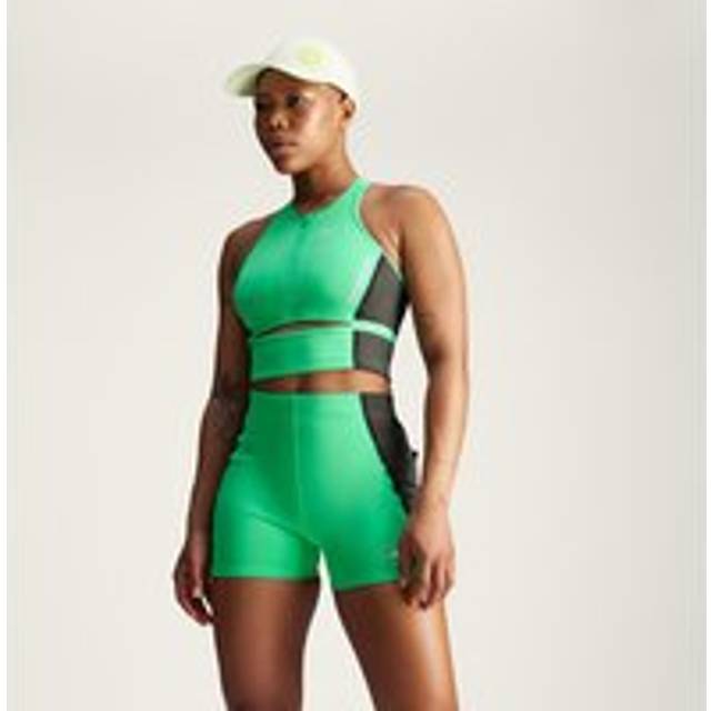 adidas by Stella McCartney High Neck Crop Long-Sleeve Top - Bright Green / Carbon