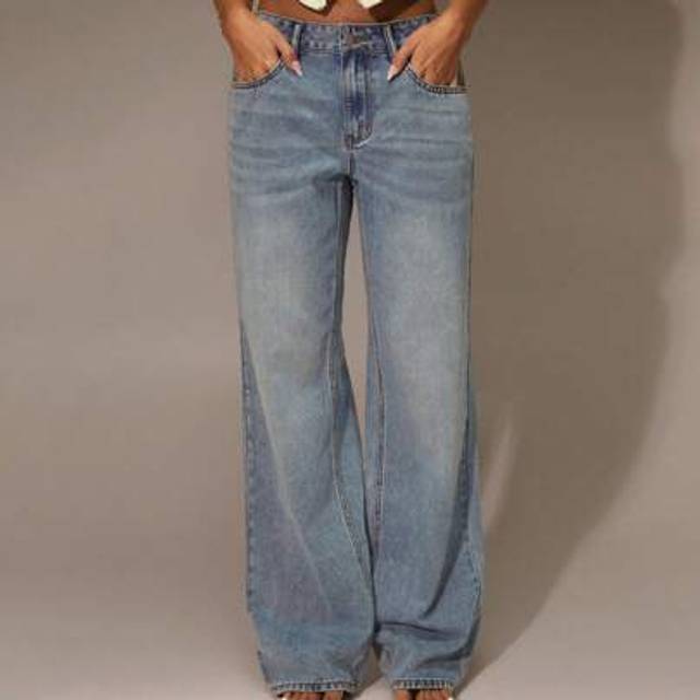 SHEIN New Summer Low Waisted Light Colored Straight Loose Casual Commuter Women Jeans