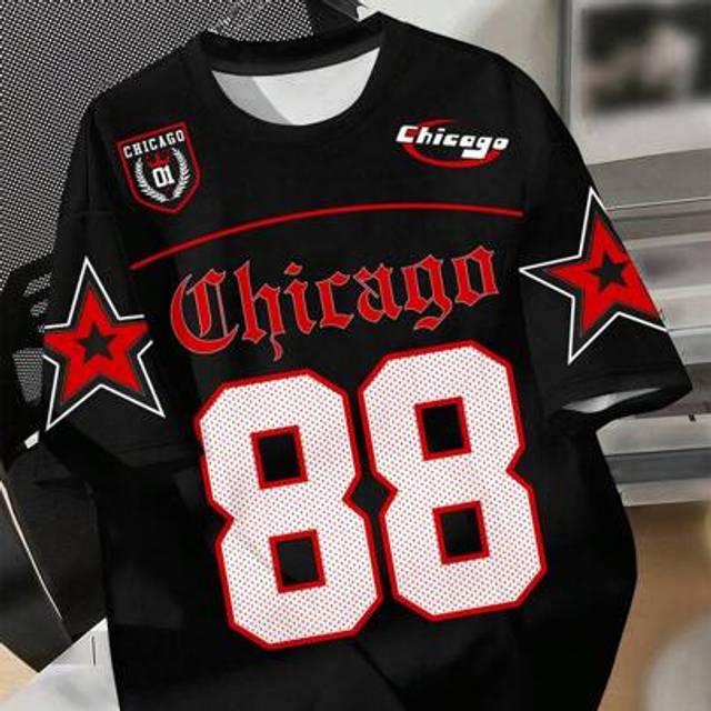 SHEIN Teen Boys&#39; Casual Stylish Hiphop Sporty Gothic City Name, 88 Number, Star, Fashion Slogan, Shield Print Short Sleeve Round Neck T-Shirt, Suitable For