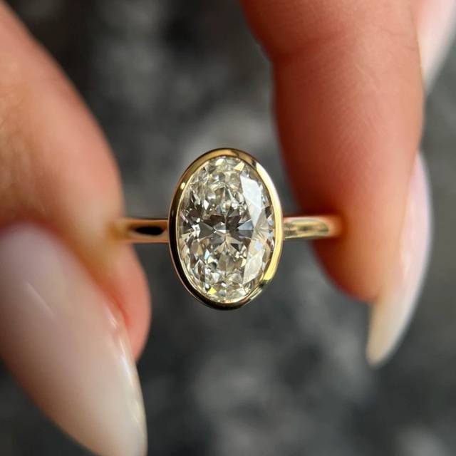 TEMU Shavano 1pc 1 Carat Oval Cut Moissanite Ring - Vintage-inspired Golden Band, Lightweight 2.4g, Everyday & Vacation Jewelry, Valentine's Gift For Women