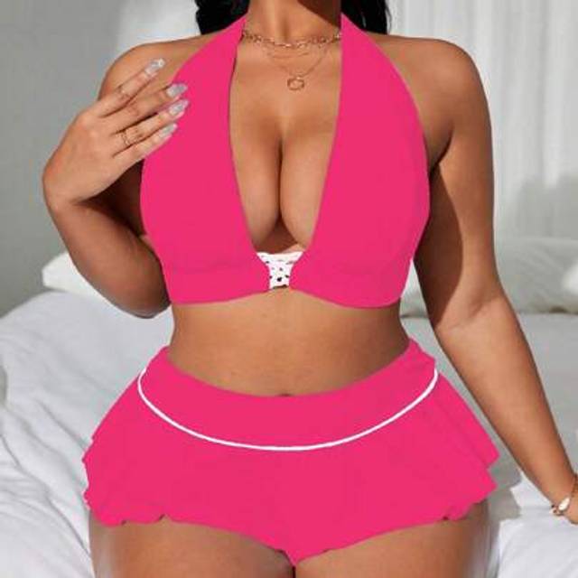 Plus Size Vacation Beach Bikini Set - Multifärgad (0XL,1XL,2XL,3XL,4XL)