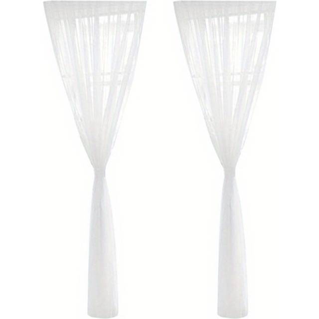 TEMU 2pcs Curtains For - Contemporary Rod Panels, , Tulle Drapes For Bedroom , Unlined, Clear