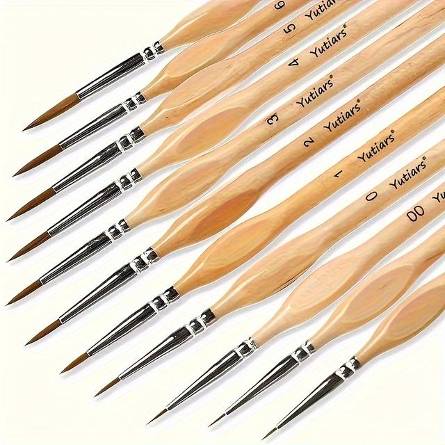 TEMU 11pcs Miniature Paint Brushes Micro Detail Paint Brush Set Nylon Hair Artist Acrylic Paint Brushes Different Sizes Fine Detail Brushes For Watercolor, Oil, Face, Acrylic, Nail And Models